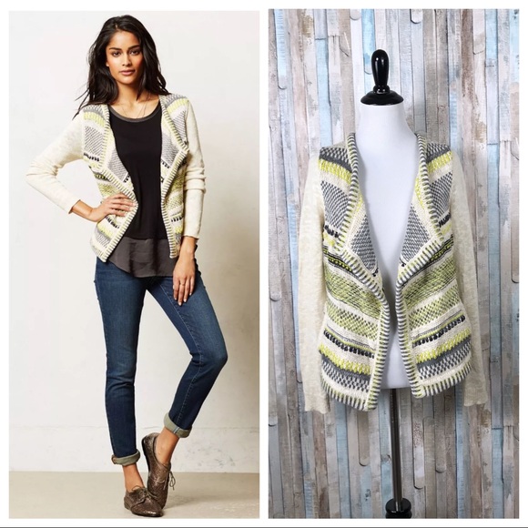 Anthropologie Sweaters - Anthropologie S Stripe Knit Chaux Cardigan Sweater